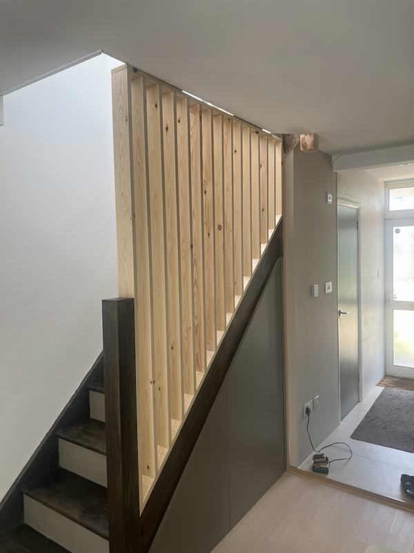 Staircase with timber slat screen